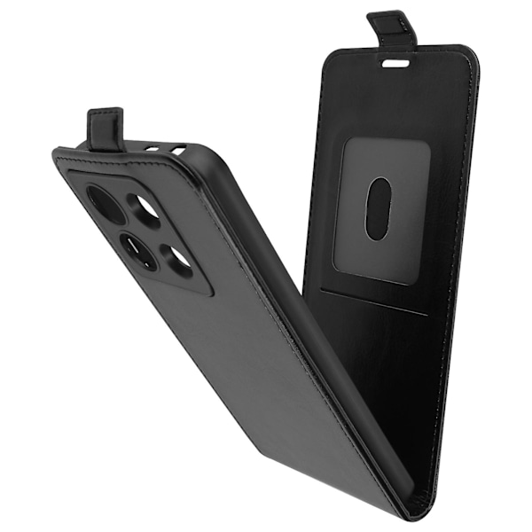 Xiaomi Redmi Note 13 Pro 5G -puhelimen pystysuuntainen lompakko-kotelo korttipaikalla, musta