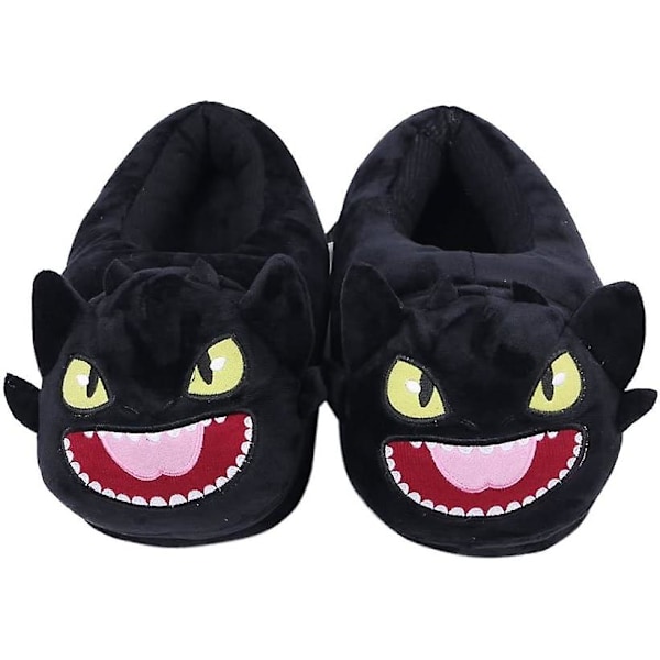 Talviset lämpimät sisätossut - Mukavat pehmeät plushiset hauskat piirretty kissan ja lohikäärmeen tossut - Aikuisten, lasten ja teinien lämpimät kotitossut
