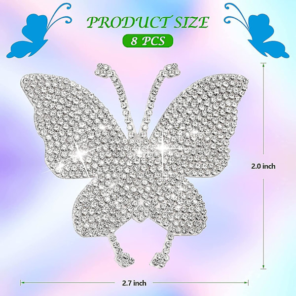 8 st Kristalldekaler för Bilar, Bling Rhinestone Paw Dekaler, Bulk Kristall