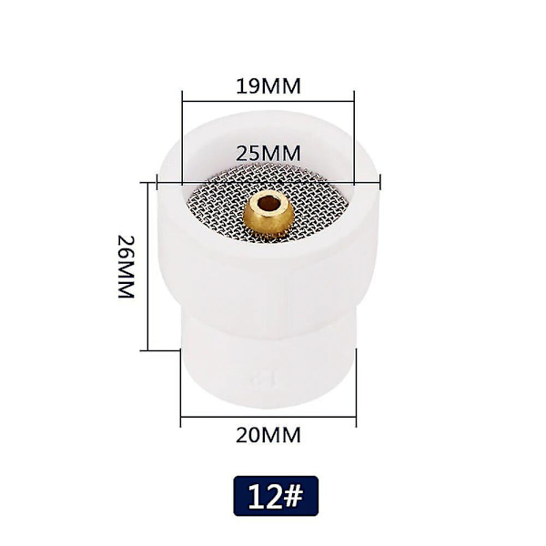 10 12 14 16 24 Vit Keramisk Munstycke Aluminiumoxidkopp För Wp9/20/17/18/26 Tig Svetsbrännare 10 Keramisk Vit Tig Svetskopp