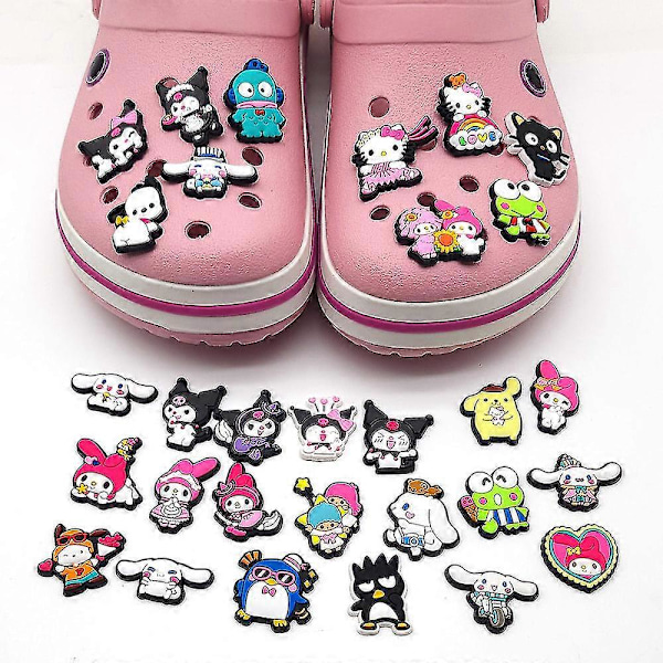 30 kpl/setti Kuromi My melody Keroppi Cinnamoroll Crocs-kenkien riipuksia Kenkien sandaalien koristelu Syntymäpäivälahjat Kenkien tarvikkeet