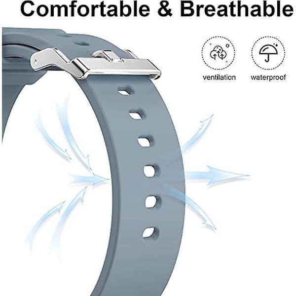 2 stk. (Grå + Blå) 20mm Udskiftningsrem til Smartwatch, Blød Hudvenlig Silikon Hurtigudløsning, Smartwatchrem