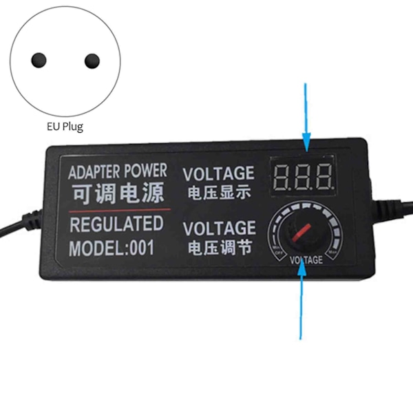 Justerbar AC till DC Strömförsörjning 3V-12V 5A Strömförsörjningsadapter Universal 12 V Volt Adapter EU-kontakt