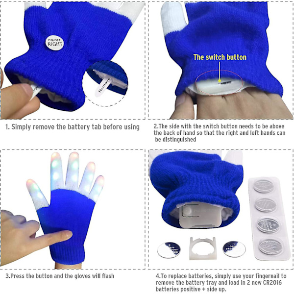 Barnehansker med lys, fingerlys, blinkende LED-hansker med lys for bursdagsfest, jul, julaften