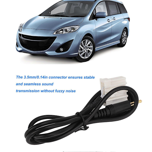 1m Lang AUX Audio Input Adapter 3,5 mm Klar Lyd Sort Udskiftning til Mazda 2 3 5 6 MX5 RX8 Musik Afspiller