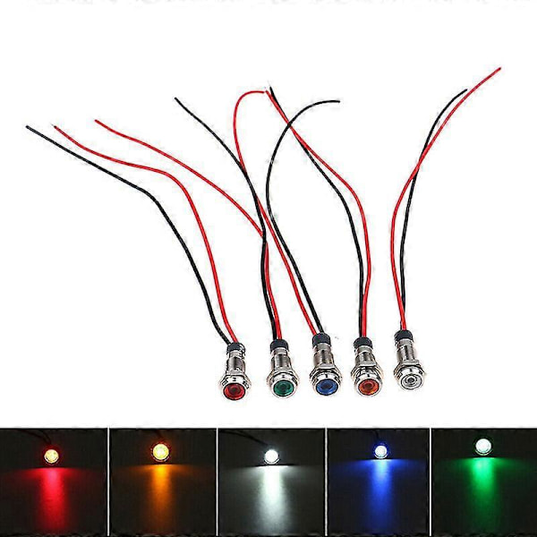 5x Bil Båd 12v-24v 6mm LED Indikator Lys Instrumentpanel Advarselslampe Hfmqv