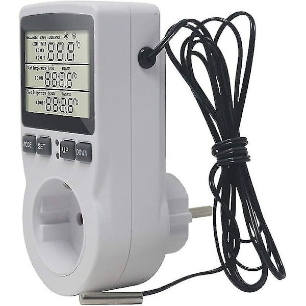 Plugg Termostat Digital Temperaturregulator Värme Kyla Med Sond, Lcd Plug Temperaturregulator Timer För Akvarium Inkubator Växthus