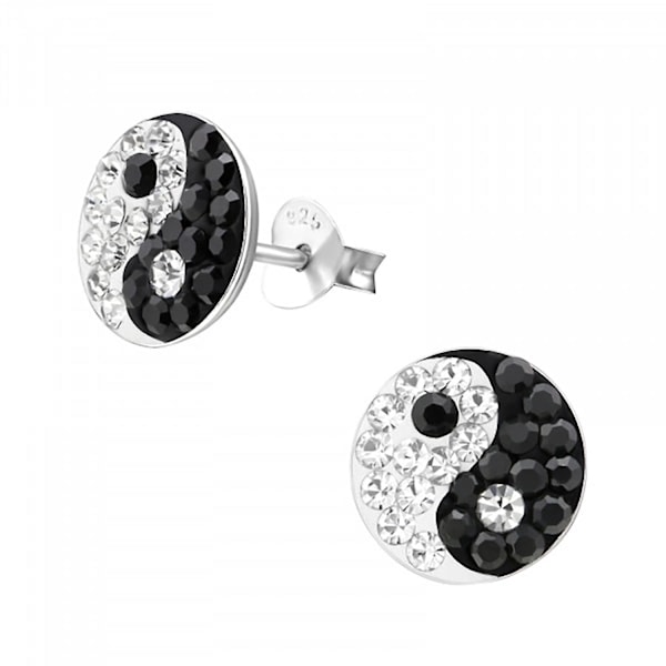Sterling Sølv Krystal Yin Yang Øreringe