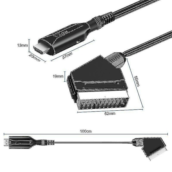 Scart till Hdmi-omvandlare Video Audio Adapter för Hdtv/dvd/set Top Box/ps3/pal/ntsc - Sfygv