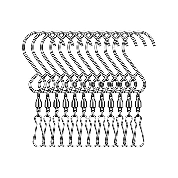 20PCS Swivel S Hooks Clips for Hanging Garden Wind Spinners Flower Pot Silver