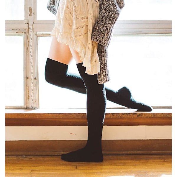 Dame Thigh High Sokker Ekstra Lange Bomuldsstrikkede Varme Tykke Høje Lange Støvle Strømper Benvarmere