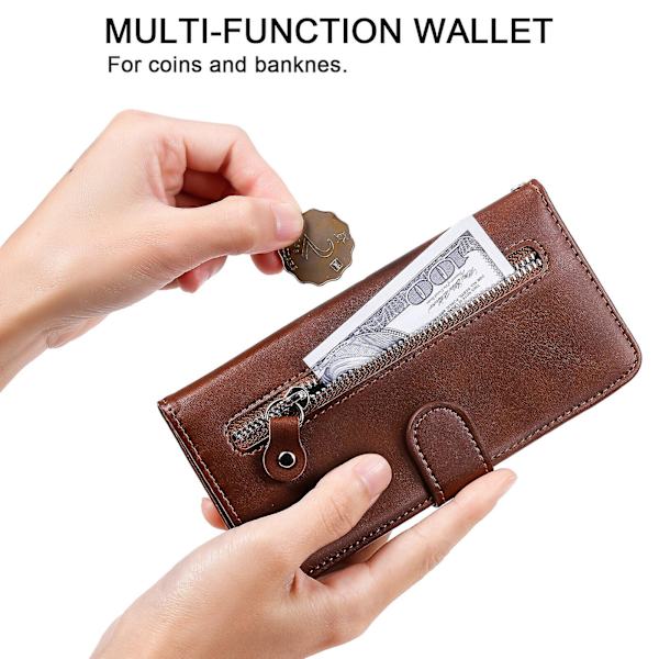 Fodral för Oppo Reno 6 5g Blixtlåsfack Plånboksfodral Magnetisk Stängning Kortplatser Mjuk Tpu Premium Pu Läder Magnetiskt Flippskydd - Brun