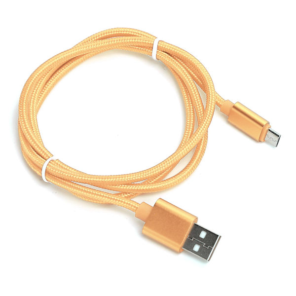Kraftig 1M flätad Micro USB-laddningskabel - Guld