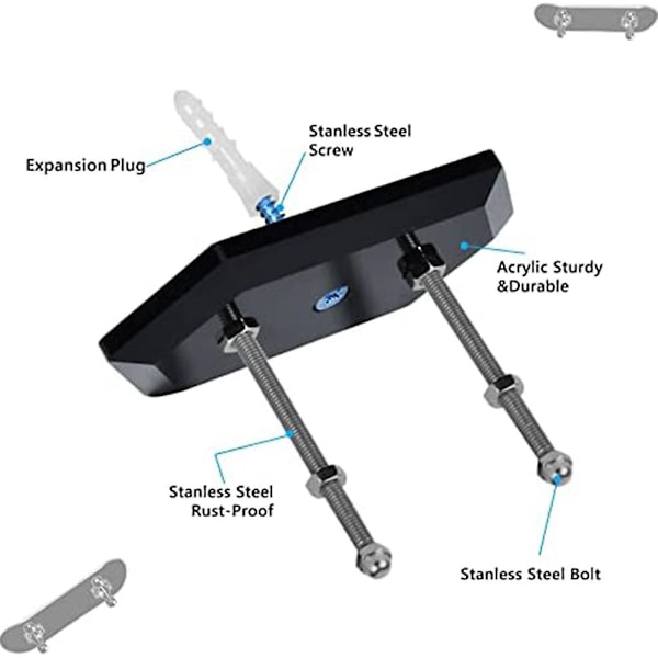 3 pakker veggmontert skateboardholder skateboardoppheng kompatibel skateboarddekkdisplay og oppbevaring