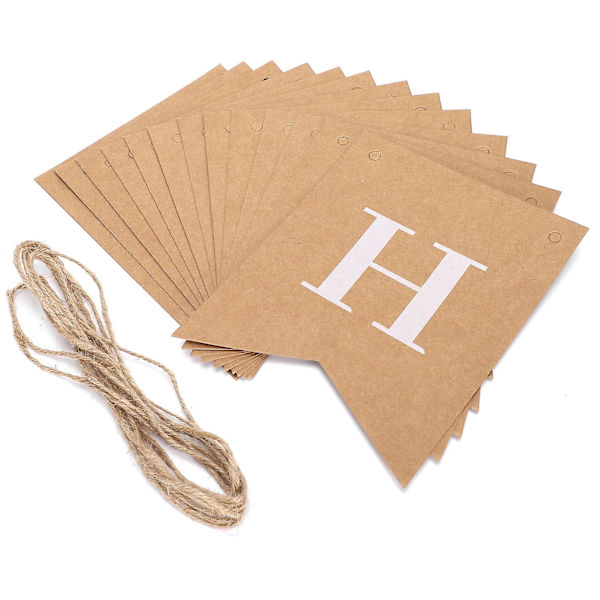DIY Håndlavede Kraftpapir Kort Bannerstrimler til Festdekorationer i Bogstavform