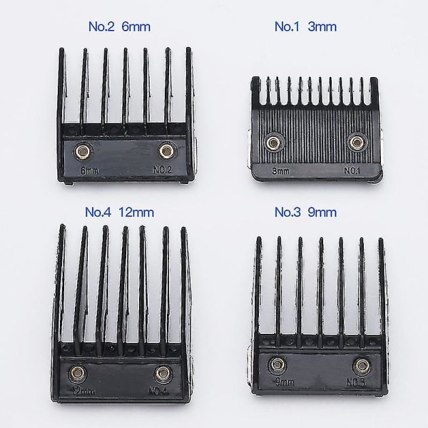 4-delars kamuppsättning för Wahl med metallbaksida skärguide 3mm 6mm 9mm 12mm