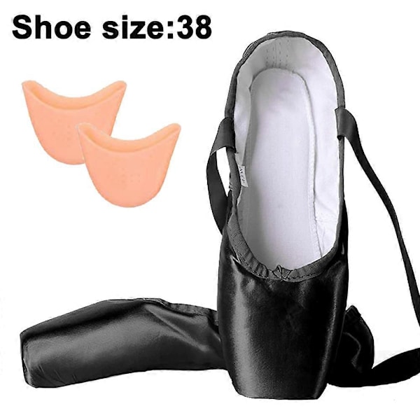 Ballet Pointe Shoes Girls Women Ribbon Ballerina Shoes with Toe Pads