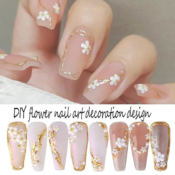 Kukka Kynsikoristeet Kynsi Taide Tarrat Laatikot Helmi Glitter Kynsi Koriste Tarvikkeet Valkoinen Kukka Helmi Pallo Design Mix Set Diy Akryyli Kynsi Taide Tarvikkeet