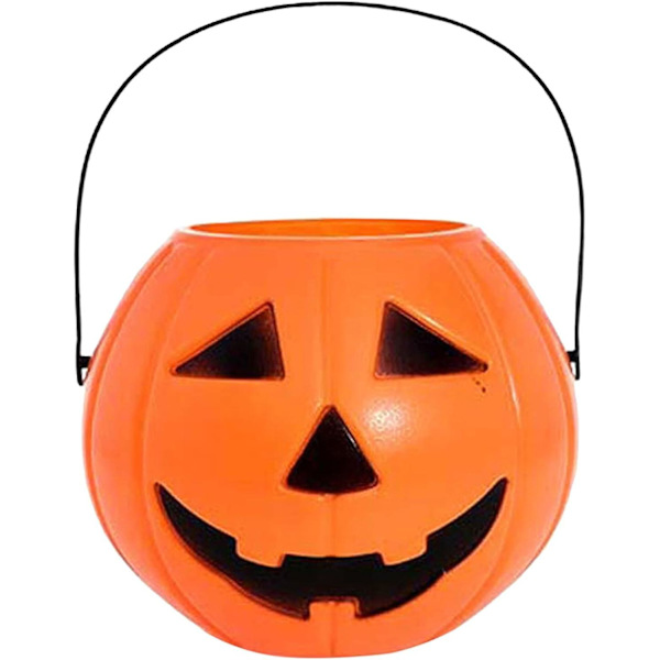 Halloween-kurv med håndtak i form av et gresskar, godteribeholder for Halloween-fest, triks eller godteri, gavekurv, godteribeholder, potte for Halloween, oransje