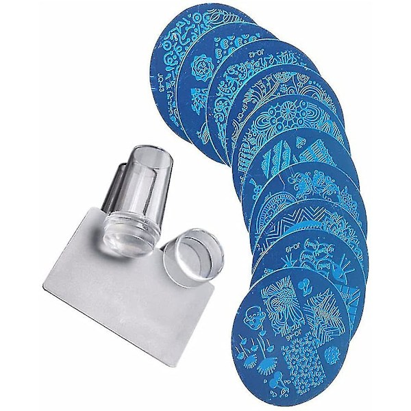 Silikon Nail Art Stempelverktøy Stenciler Klar Nail Art Stemplingssett Manikyr Stempelplate Verktøy Nail Transparent Trykkmaler