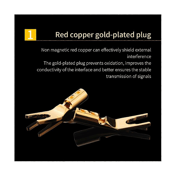8 stk. HIFI Banan Y Spade Y Forgyldt Ren Kobber Skrue Gaffel HiFi Højttaler Spade Stik Propper-Si