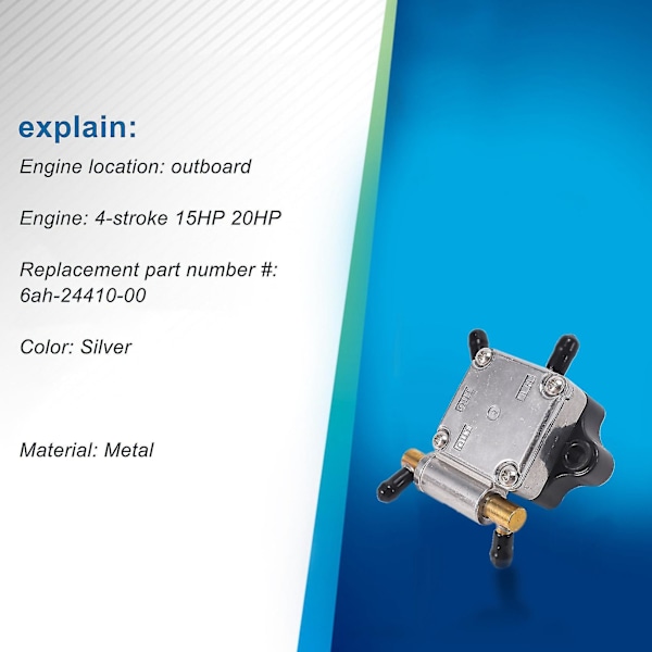 Veneen Moottori 6ah-24410-00 Polttoainepumppu Assy Ulkoperämoottorille 4-tahti 15hv 20hv Ulkoperämoottori T