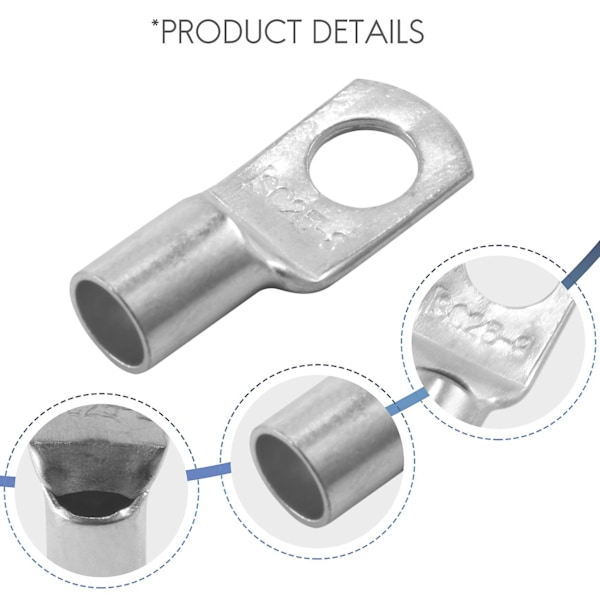 10 Kobberrør 25Mm x 8Mm Lug Batterikabel Svejsning Krympe Terminal Ring