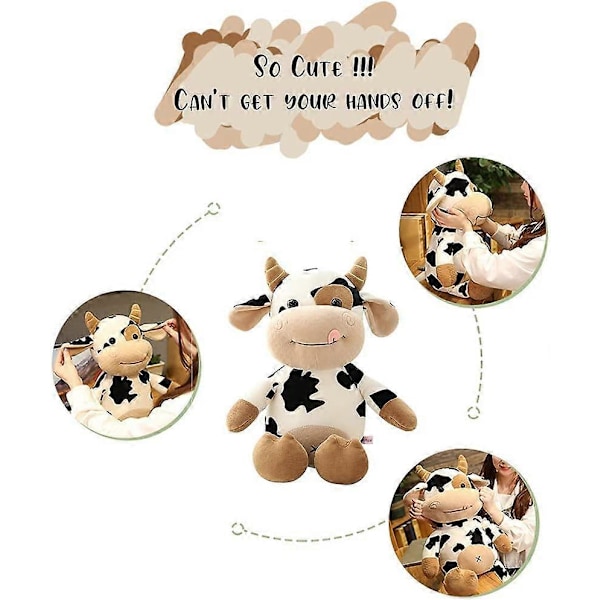 Kosebamse Ku, 40 cm Plysjdyr Kastepute Plushie Dukke, Myk Fluffy Venn Klemmekudde - Gave til Alle Aldre & Anledninger