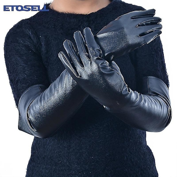 Nya konstgjorda långa läderhandskar Mode Damhandskar Varma utomhus Lång design Sexiga handskar