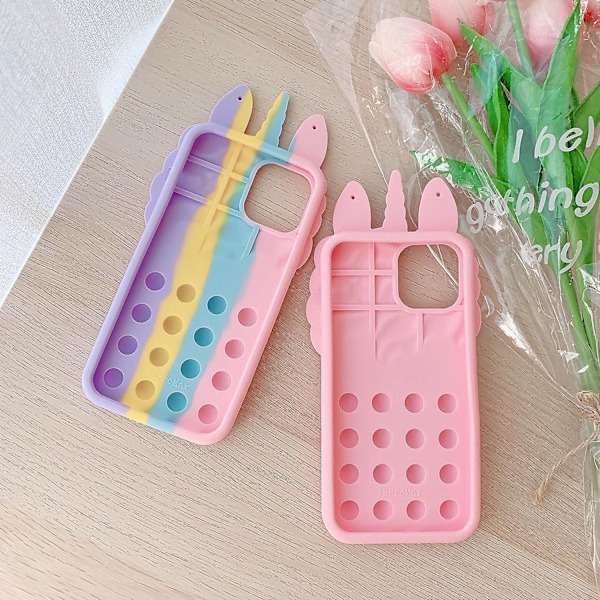 Skyddande Skal för Iphone 11, Push Pop It Telefonfodral Anti-stress Mjuk Silikon Skyddande Omslag Med Snodd för Iphone 11 - Regnbåge