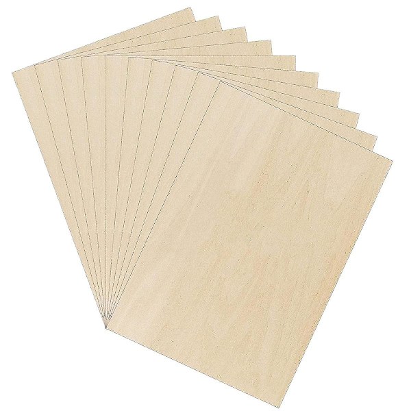 10 x Krydsfinerplader, A3 Træplade, Fretssav Træ til DIY Træbearbejdning, Laserbearbejdning, Modelbygning, 300 x 200 x 2 mm
