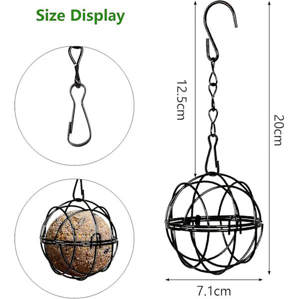 4 st Hängande Fågelmatare Metall Fågel Fettbollshållare Inomhus Utomhus Svart 7cm Diameter Matdispenser Med 4 S-formade Krokar