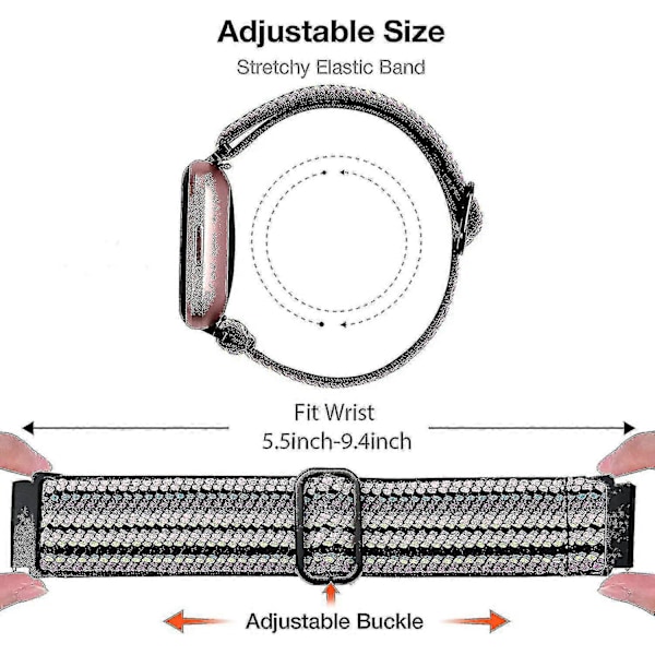 4-pack Justerbara Elastiska Band Kompatibla med Fitbit Versa 2 / Versa / Versa Lite, Mjuka Loop Nylontyg Andningsbara Elastiska Ersättningsband för V