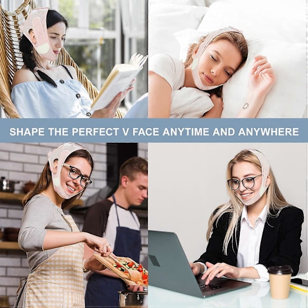 Justerbar Hakrem för Förbättrad Ansiktskontur, Ergonomisk Dubbelhakreducerare, Återanvändbar, Högkvalitativa Tyger, V-Linje Främjare, Hudvänlig