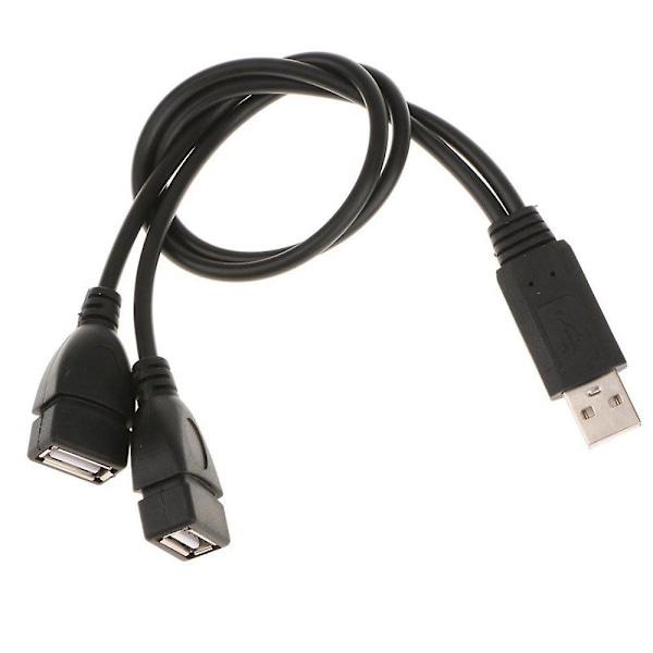 USB 2.0 A-hane till 2 Dubbla USB-hon Datahub Ström Adapter Y-delare Kabel