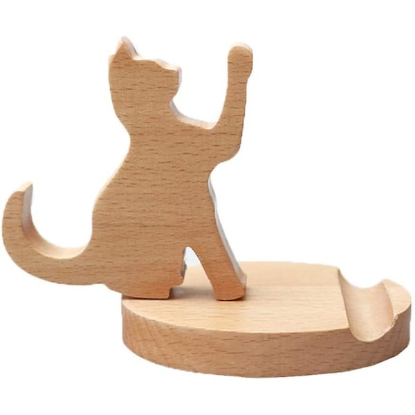 Cute Cat Cell Phone Stand,  Wooden Phone Stand Cell Phone Holder Desktop Cellphone Stand Universal Desk Stand For All Smart Phone Desk Decoration