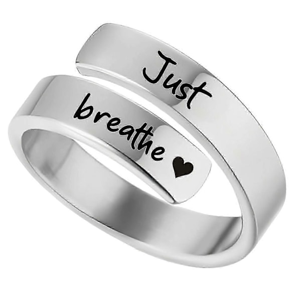Lotus Dame Just Breathe Ring Rustfrit Stål Håb Ring Just Breathe Dame Ring Justerbar Inspirerende Ring Mode Gave