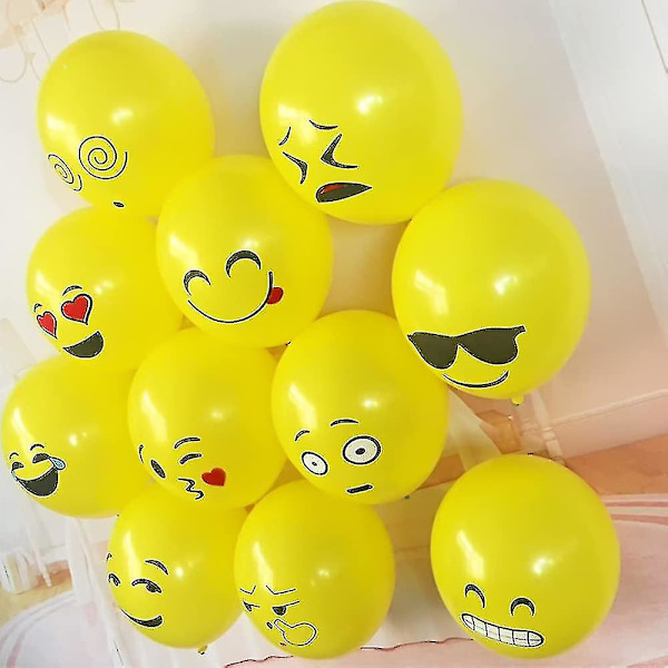 100 Ballonger Helium, Emocions Ballonger Smiley, Festballonger Gult Set, Latexballonger För Födelsedagsfest Bröllopsfest