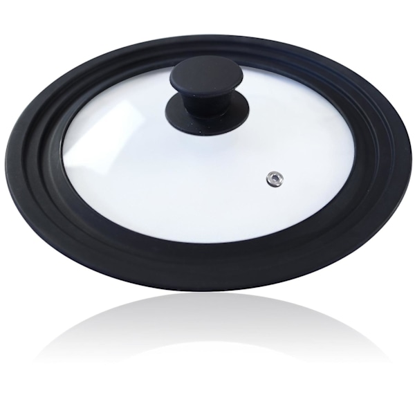 Glasslokk Universal - Multistørrelse, Ytre Kanter 10,6” / 27 cm Diameter, for Gryter og Panner, Svart