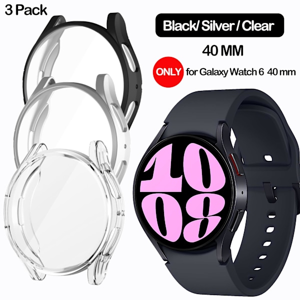 För Samsung Galaxy Watch 6 40mm Fodral, 2 i 1 Design Full Coverage Galaxy Watch 6  40mm(2023) Tpu Cover Skärmskydd För Samsung Smart Watch 6 40mm