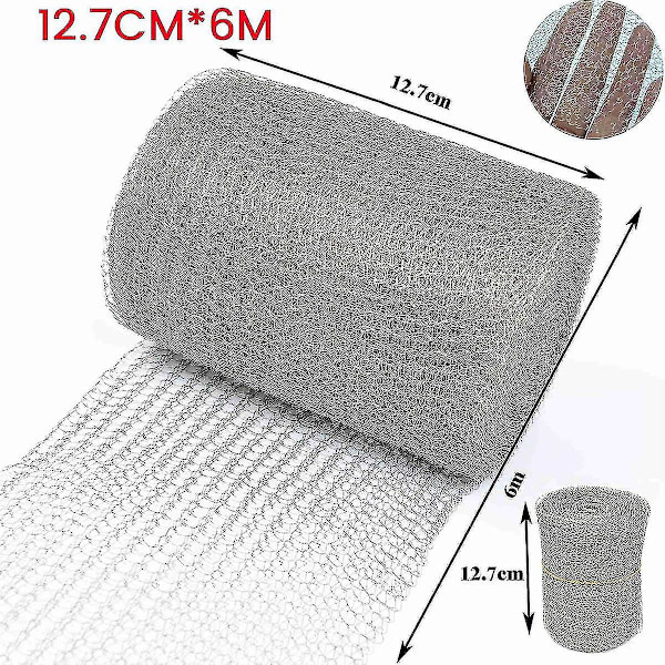 Trådnett i rustfritt stål 12,7 cm x 6 m, fint trådnett i rustfritt stål, tett nett for beskyttelse