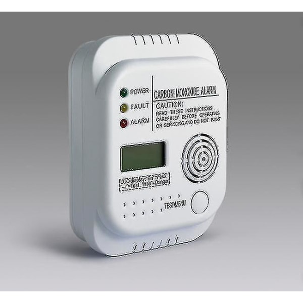 Kolmonoxiddetektor, batteridriven, gasdetektor med display och temperaturmätare