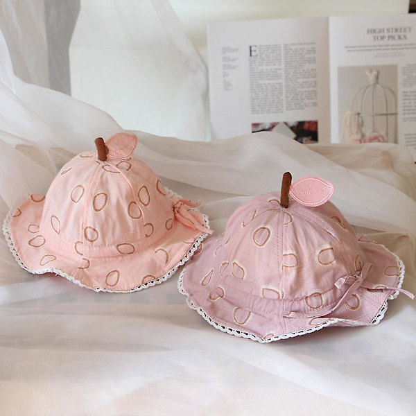 Kreativ tredimensjonal epledesign solhatt for barn, floppy strandhatt, bred brem, justerbar hetteomkrets 48 cm (lilla)