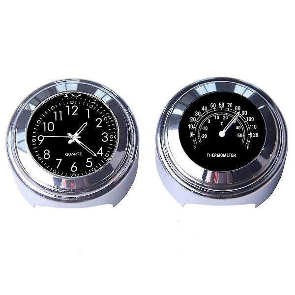 2 stk Motorsykkel Kvarts Klokker og Termometer 7/8 tommer Vanntett Sykkel Styre Klokker Aluminium Univer-