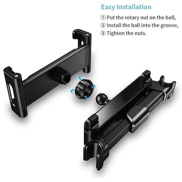 Bilstol Tablet Holder, Warxin Bilstol Tablet Holder Universal Auto 360 Rotation Hovedstøtte Størrelse Justerbar