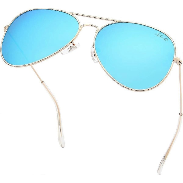 Klassiske Polariserede Aviator Solbriller UV Spejlglas Metal Retro Shades