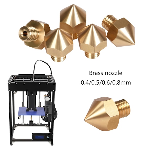 10 stk. gule messingdyser for BIQU B1 um2 3D-printer 1,75 mm dyser