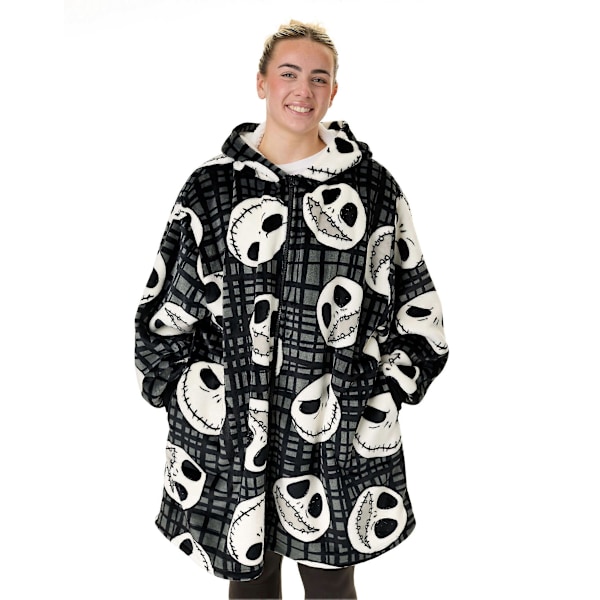 Disney x The Nightmare Before Christmas Unisex Zip Through Blanket Hoodie Svart Jack Skellington - One Size