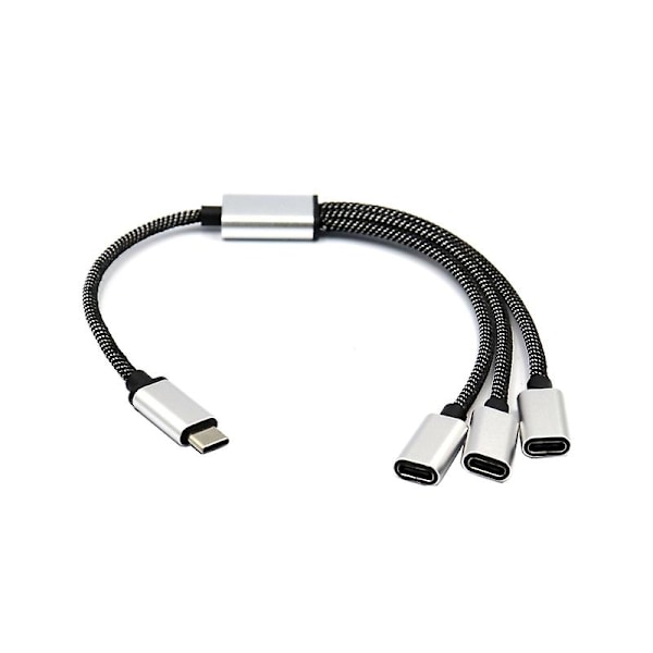 USB C Han til 3 USB C Hun Splitter til Type C Telefoner, Tablets, Laptops
