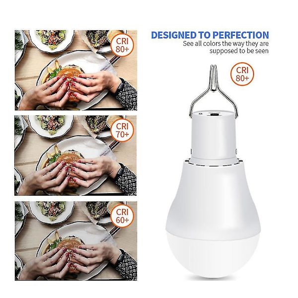 Bärbar LED-sollampa 15W Glödlampa LED-lampa USB Laddningsbar Solenergi Utomhus/Inomhus Resa Cam